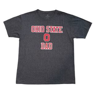 Ohio State Dad Shirt Men Size L Gray Red Buckeyes College Football Short Sleeve
